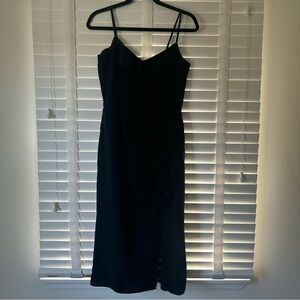 Parker Dress Black Silk Sleeveless Ruffle Midi Dress Size 4